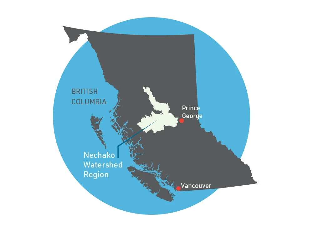 Map of the Nechako Watershed region